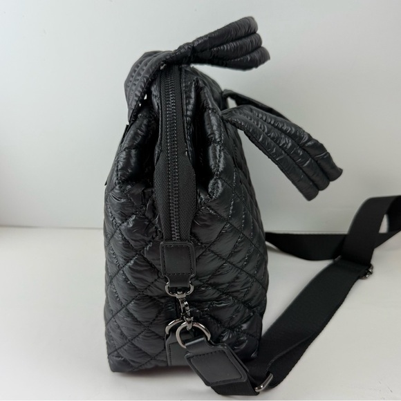 Ecostitch Woven Puff Square Crossbody Quilted Handbag Black PETA Approved NWT - Picture 6 of 13